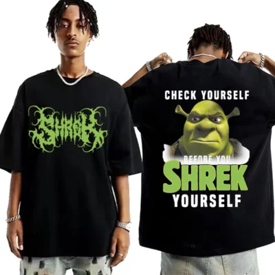 Funny Shrek Check Yourself Before You Print T Shirt Men s Fashion Vintage Gothic T Shirts - Shrek Shop