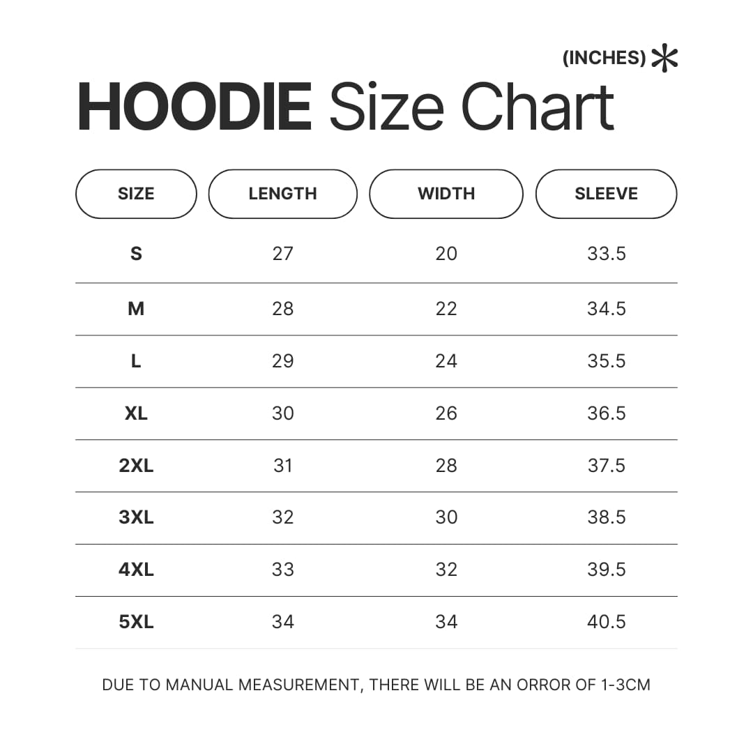 Hoodie Size Chart - Shrek Shop