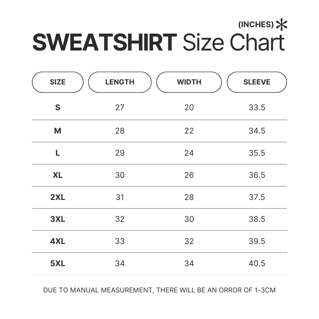 Sweatshirt Size Chart - Shrek Shop