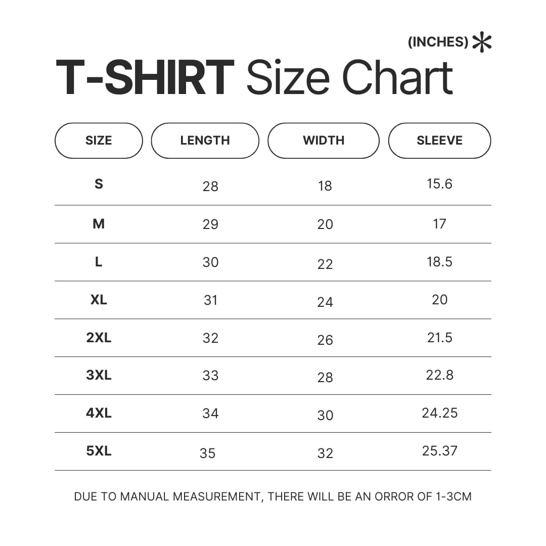 T shirt Size Chart - Shrek Shop