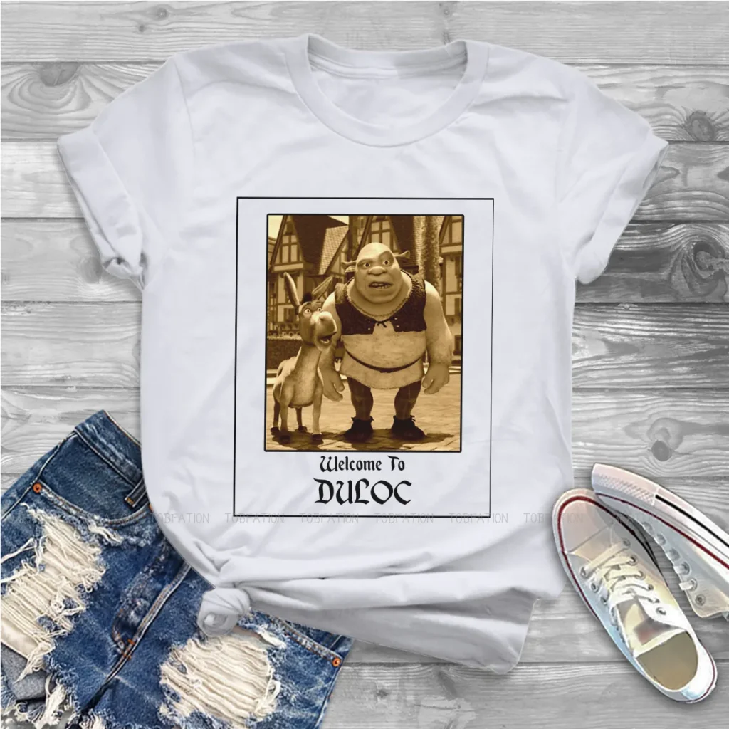 Welcome to Duloc Women Clothing Shrek Comedy Film Graphic Female Tshirts Vintage Gothic Loose Tops Tee - Shrek Shop